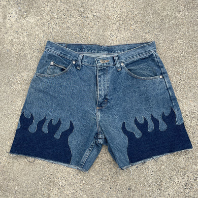 Denim on Fire Distress 5inch Wrangler Jorts 32W