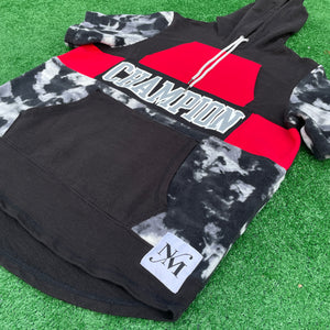 Scarlet Marble Short Sleeve Double-Pocket Hoodie