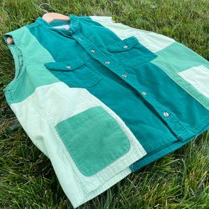 All Green Button-Up Vest Hybrid