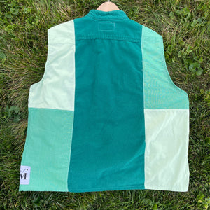 All Green Button-Up Vest Hybrid