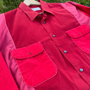 All Red Long Sleeve Shirt Jacket Hybrid