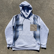 Blue Flannel Sweatshirt Hoodie Hybrid