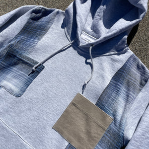 Blue Flannel Sweatshirt Hoodie Hybrid