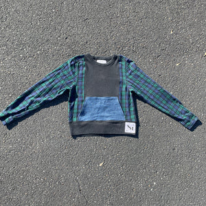 Denim Blues Faded Crop Sweatshirt Hybrid