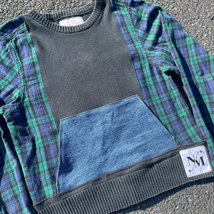 Denim Blues Faded Crop Sweatshirt Hybrid