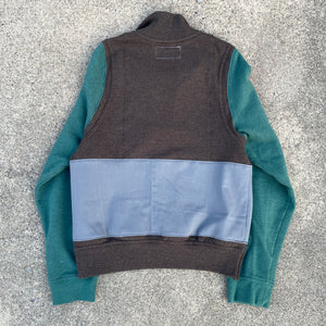 Tri-Color Crop Top Sweatshirt Hybrid