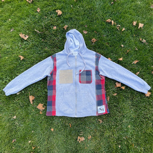 Red Barn Zip-Up Flannel Hoodie Hybrid