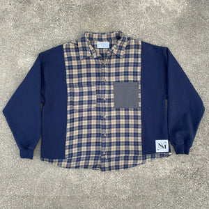 Navy Nonsense Flannel Sweatshirt Hybrid