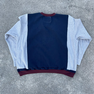 Oversized Navy Uni-Pocket Grid Flannel Hybrid