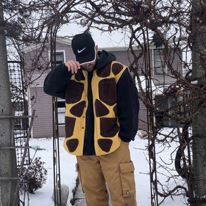 Giraffe Inspired Flannel Corduroy 6-Pocket Vest