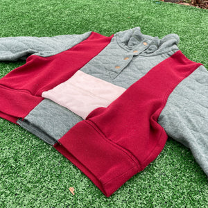 Tri-Color Red Emerald Crop Top Sweatshirt Hybrid