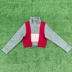 Tri-Color Red Emerald Crop Top Sweatshirt Hybrid