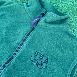 USA Olympic Green Zip-Up Fleece Vest