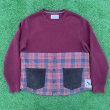 50/50 Maroon Flannel Crewneck Sweater Hybrid