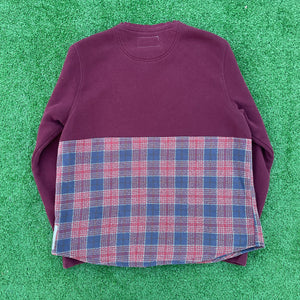 50/50 Maroon Flannel Crewneck Sweater Hybrid