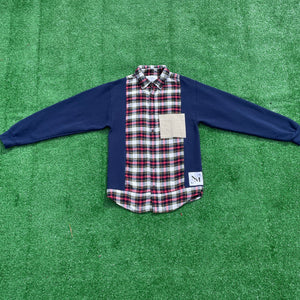 Navy Nonsense Sweater Flannel Hybrid