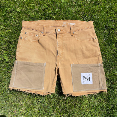 2-Tone Octa-Pocket Distressed Shorts 34W