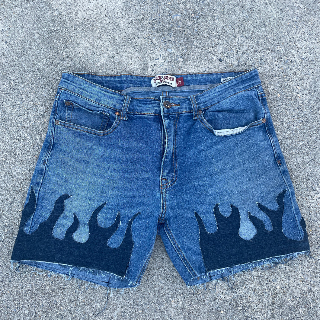 Denim on Fire Distress 5inch Jorts 34W