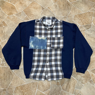 Free Flow Button-Up Cropped Flannel Sweatshirt