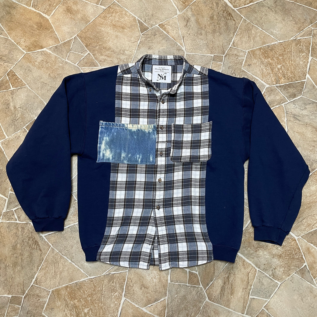 Free Flow Button-Up Cropped Flannel Sweatshirt