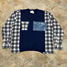 "Down and Denim" Split Crewneck Flannel