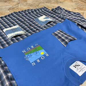 "Born to Run" Kilted Crewneck Sweater Flannel