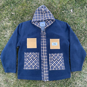 Button-Up Flannel Hood Fleece Hybrid Combo Set