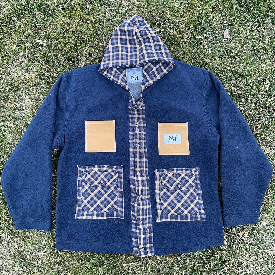 Button-Up Flannel Hood Fleece Hybrid Combo Set