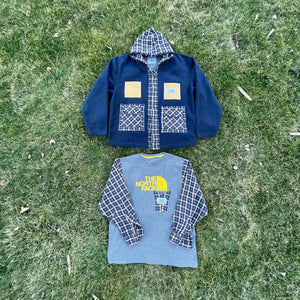 Button-Up Flannel Hood Fleece Hybrid Combo Set