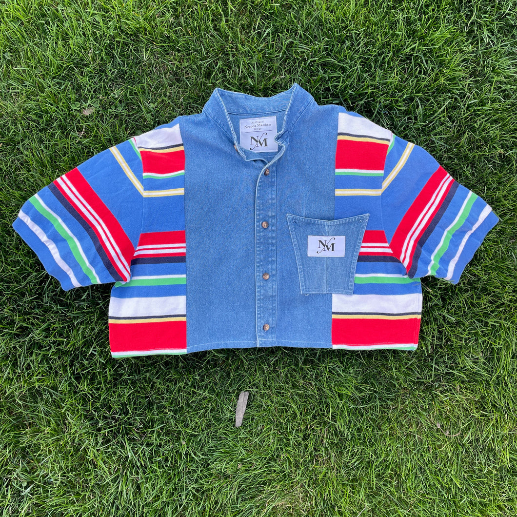 90s Polo Denim Crop Top